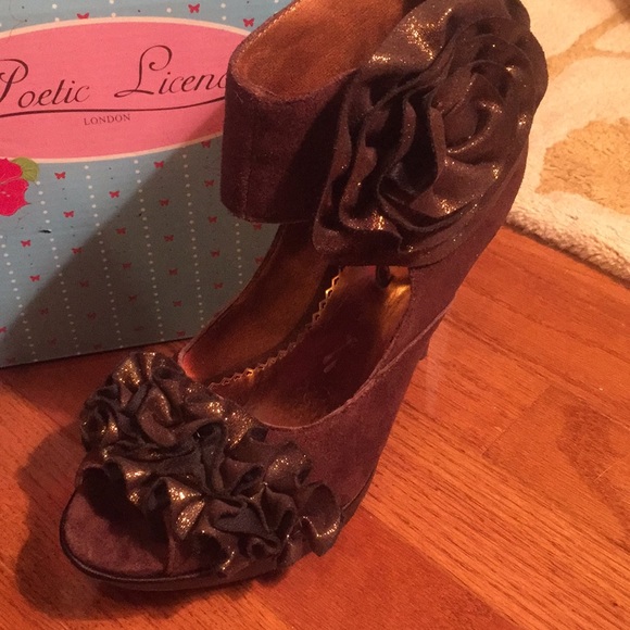 Poetic Licence London Brown Suede Heels - Picture 3 of 7